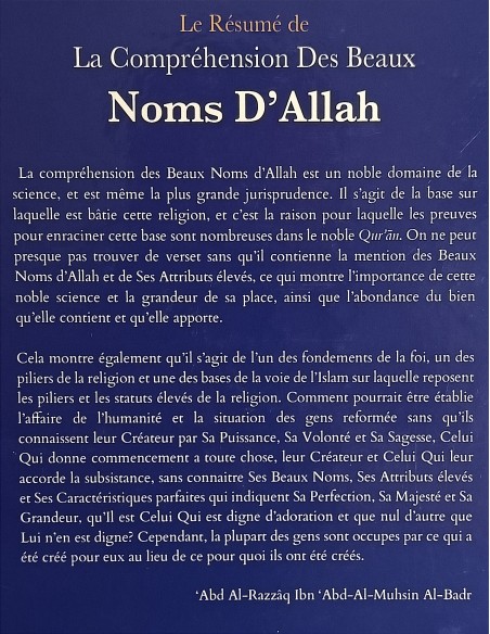 Le Résumé De La Compréhension Des Beaux Noms D'Allah