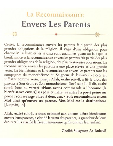 la reconnaissance envers les parents...