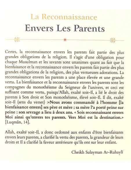 la reconnaissance envers les parents - Cheikh Sulayman - Ibn Badis