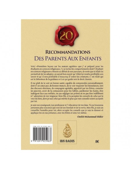 20 Recommandations des parents aux enfants-Ibn Badis