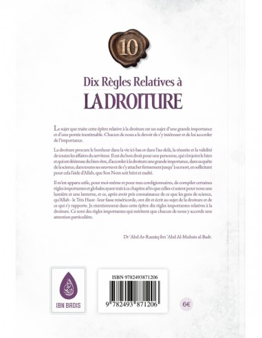 Dix règles relatives à la droiture -...