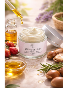 Crème de jour anti âge au collagène, huile de pépin de figue de barbarie et huile d’argan-45G-